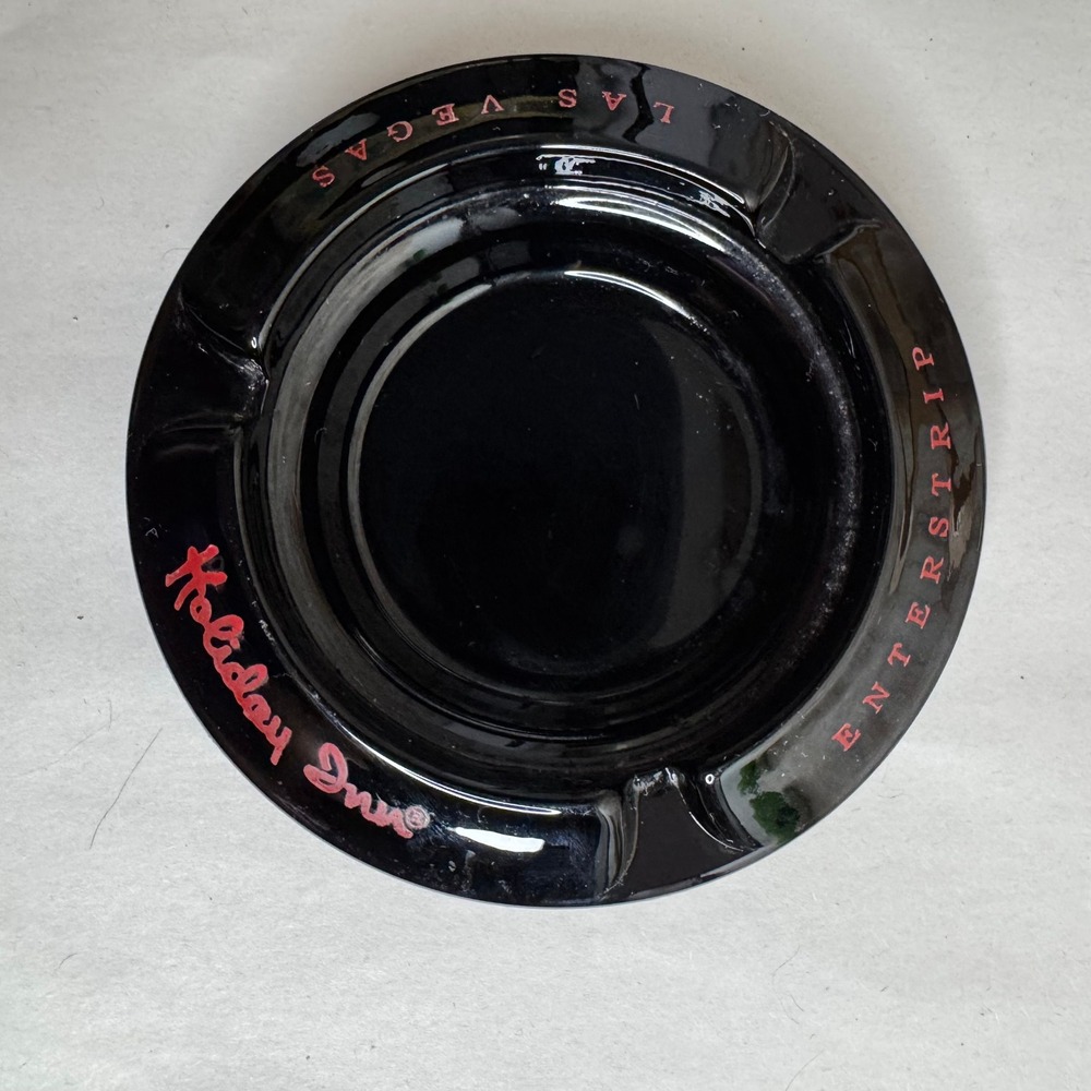 Vintage Holiday Inn Las Vegas Center‎ Strip Black Glass Ashtray Retro Tobacciana
